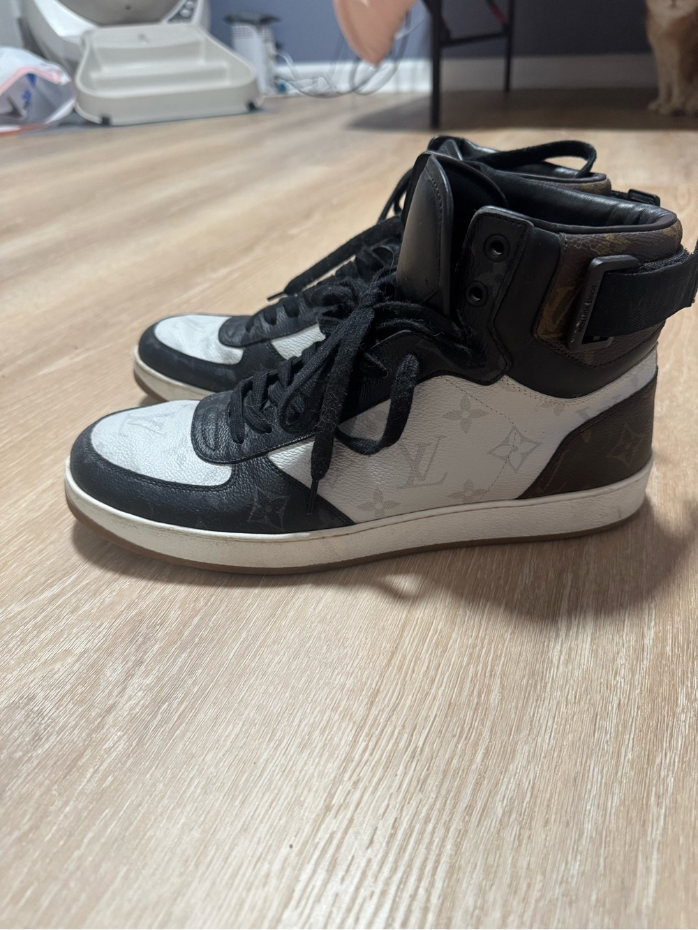 Louis Vuitton Black and White High-Top Sneakers